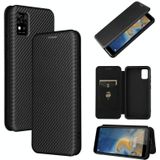 Voor ZTE-mes A31 koolstofvezel textuur magnetische horizontale flip TPU + PC + PU lederen tas met kaartsleuf