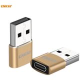 ENKAY ENK-AT105 USB Male to USB-C / Type-C Female Aluminium Alloy Adapter Converter  Support Quick Charging & Data Transmission(Gold)
