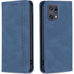 For OPPO Find X5 Pro Magnetic RFID Blocking Anti-Theft Leather Phone Case(Blue)