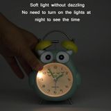 3 Inch Children Cartoon Owl Luminous Silent Bedside Snooze Small Alarm Clock(Light Blue)