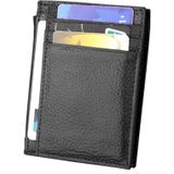 Cowhide Leather Solid Color Zipper Card Holder Wallet RFID Blocking Coin Purse Card Bag Protect Case  Size: 11*8*1.5cm (Black)