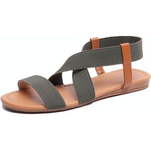 Vrouwen platte vismond sandalen elastische band Romeinse sandalen  maat: 35