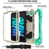 Schokbestendige PC + Siliconencombinatie Case met Houder & Handriem & Schouderriem voor iPad Mini 6 (Mint Green)