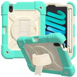 Schokbestendige PC + Siliconencombinatie Case met Houder & Handriem & Schouderriem voor iPad Mini 6 (Mint Green)