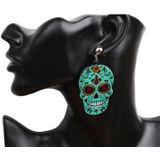 3 paren Halloween -sieraden Acryl Persoonlijke schedeloorbellen (Green Ghost Head)