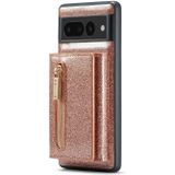 Voor Google Pixel 7 Pro DG.MING M3-serie Glitter Powder Card Bag Leather Case (Rose Gold)