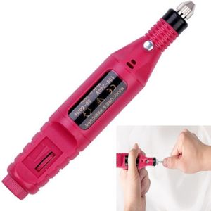 1 Set Power Professional Electric Manicure Machine Pen Pedicure Nail File Nail Tools 6 bits Drill Nail Drill Machine(US Rose Red)