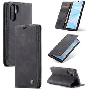 CaseMe-013 Multifunctional Retro Frosted Horizontal Flip Leather Case for Huawei P30 Pro  with Card Slot & Holder & Wallet (Black)