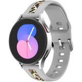 Voor Samsung Galaxy Watch 5 40 mm / 44 mm verticale nerfdruk siliconen horlogeband (grijze luipaardprint)