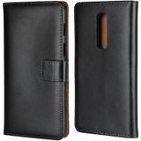 Leather Horizontal Flip Holster for One Plus 6  with Magnetic Clasp and Bracket and Card Slot and Wallet(Black)