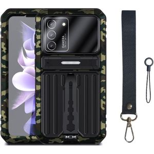 Voor Samsung Galaxy S21 FE Armor Schokbestendig Spatwaterdicht Stofdicht Telefoonhoesje met houder (Camouflage)