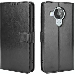 For Nokia 7.3 Retro Crazy Horse Texture Horizontal Flip Leather Case with Holder & Card Slots & Lanyard(Black)