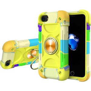Shockproof Silicone + PC Protective Case with Dual-Ring Holder For iPhone 6/6s/7/8/SE 2020(Colorful Yellow Green)