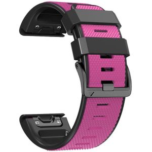 Voor Garmin Fenix 7 Pro 22 mm schroefgesp diamant textuur twee kleuren siliconen horlogeband (roze + zwart)