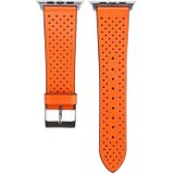 For Apple Watch Series 3 & 2 & 1 38mm Simple Fashion Genuine Leather Hole Pattern Watch Strap (Orange)