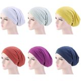 3 PCS TJM-423 Cotton Skullcap Double-Layer Chemotherapy Hat Confinement Hat Turban(Lemon Yellow)