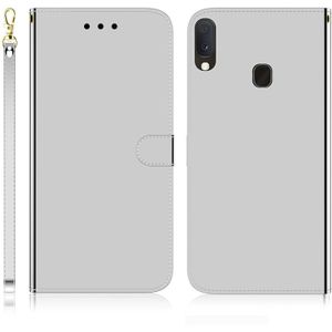 Voor Galaxy A20e Imitated Mirror Surface Horizontal Flip Leather Case met Holder & Card Slots & Wallet & Lanyard(Silver)