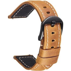 Smart Quick Release Horlogeband Crazy Horse lederen retro riem voor Samsung Huawei  Afmeting: 24mm (lichtbruin zwart gesp)