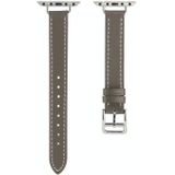 Single Circle 14mm Screw Style Leather Replacement Strap Watchband For Apple Watch Series 7 & 6 & SE & 5 & 4 40mm  / 3 & 2 & 1 38mm(Grey)