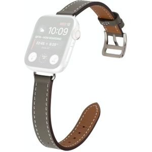 Single Circle 14mm Screw Style Leather Replacement Strap Watchband For Apple Watch Series 7 & 6 & SE & 5 & 4 40mm  / 3 & 2 & 1 38mm(Grey)