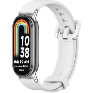 Voor Xiaomi Mi Band 8 Mijobs siliconen ademende horlogeband (wit zilver)