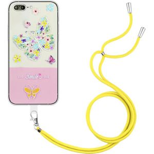 Bronzing Butterfly Flower TPU-telefoonhoes met lanyard voor iPhone 8 Plus / 7 Plus (kleurrijke vlinder)