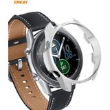 For Samsung Galaxy Watch 3 41mm ENKAY Hat-Prince ENK-AC8206 2 in 1 Protective Matte PC Case + 0.2mm 9H 2.15D Curved Edge Tempered Glass Film(Silver)