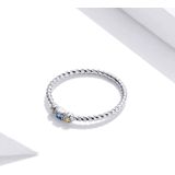 S925 Sterling Silver Colorful Stone Love Women Ring  Size:8(Yellow+Blue)