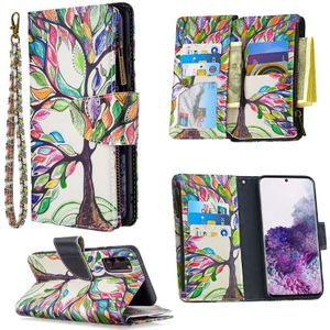 For Samsung Galaxy Galaxy S20 Ultra Colored Drawing Pattern Zipper Horizontal Flip Leather Case with Holder & Card Slots & Wallet(Tree)