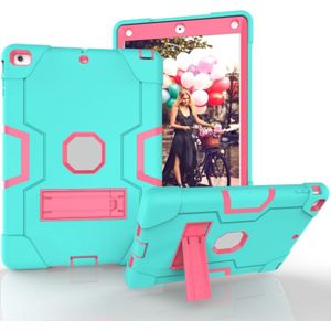 For iPad 4 / 3 / 2 Silicone + PC Protective Case with Stand(Mint Blue + Red)