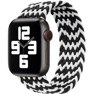 Nylon Single-turn gevlochten horlogeband voor Apple Watch Series 8&7 41mm / SE 2&6&SE&5&4 40mm / 3&2&1 38mm  lengte: 145mm (W Zwart Wit)