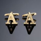 1 pair gold letters A-Z name Cufflinks men French shirt Cufflinks(I)