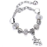 2 PCS Crystal Unicorn Bracelet DIY Handmade Jewelry Female Child Snake Bone Bracelet Length: 18cm(SL161 White)