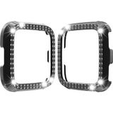 For Fitbit versa / versa lite PC Double-Row Diamond-Encrusted Protective Shell(Black)