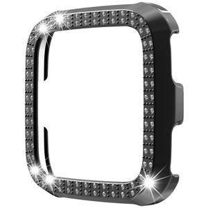 For Fitbit versa / versa lite PC Double-Row Diamond-Encrusted Protective Shell(Black)