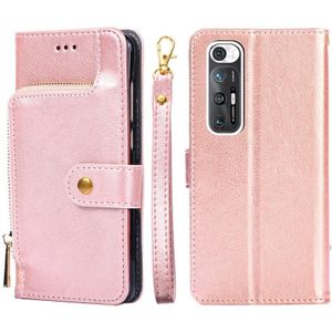 Zipper Bag PU + TPU Horizontale Flip Leren Case met Houder & Card Slot & Portemonnee & Lanyard voor Xiaomi Redmi Note 10s (Rose Gold)