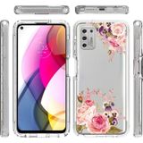 Voor Motorola Moto G Stylus  2 in 1 Hoge Transparante Geschilderde Schokbestendige PC + TPU Beschermhoes (Peony)