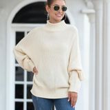 Fashion Edge Curl High Collar Knit Sweater (Color:Caramel Size:XL)