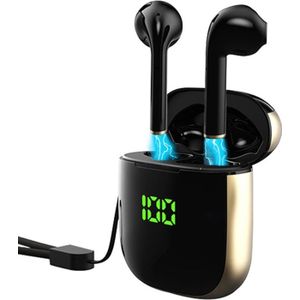 WK60 TWS Bluetooth Earphone Pop-up LED Display Wireless Sport Headphone 5D Stereo Headsets  Support Wireless Charging(Black+Gold)