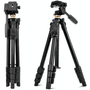 Q160a 4-Section Folding Legs Live Broadcast Aluminum Alloy Tripod Mount with Three-dimensional Tripod Heads & Wireless Remote Control