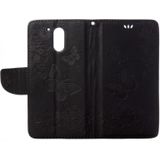 For Motorola Moto G (4rd gen) Plus Pressed Flowers Butterfly Pattern Leather Case with Holder & Card Slots & Wallet(Black)