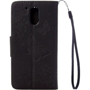 For Motorola Moto G (4rd gen) Plus Pressed Flowers Butterfly Pattern Leather Case with Holder & Card Slots & Wallet(Black)