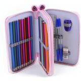 Square Two-Layer Sketch Colorful Lead 35-Hole Stationery Bag(Pink)