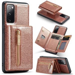 Voor Samsung Galaxy S20 FE DG.MING M3-serie glitter poeder kaart tas lederen tas (rosé goud)