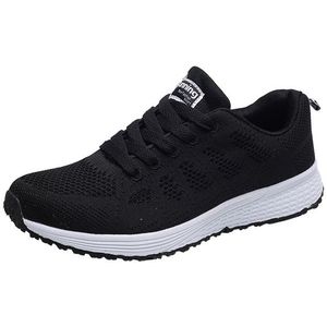 Mesh ademend platte sneakers Running schoenen casual schoenen voor vrouwen  grootte: 37 (zwart)