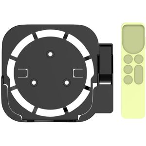 JV06T Set Top Box Bracket + Remote Control Protective Case Set for Apple TV(Black + Fluorescent Green)