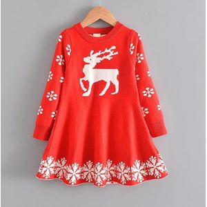 Christmas Children Padded Dress (Color:Red Size:120)