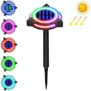 TG-JG00129 10 LEDs Triangular Flying Saucer Long Tube Solar Outdoor Waterproof Plastic Garden Decorative Ground Plug Light Intelligent Light Control Buried Light  Colorful Dimming