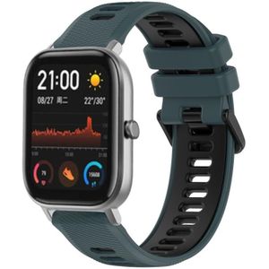 Voor Amazfit GTS 20 mm sport tweekleurige siliconen horlogeband (olijfgroen + zwart)