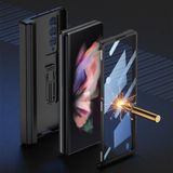 Voor Samsung Galaxy Z Fold3 5G GKK Magnetic scharnier Plain lederen telefoon Flip Case met penbox